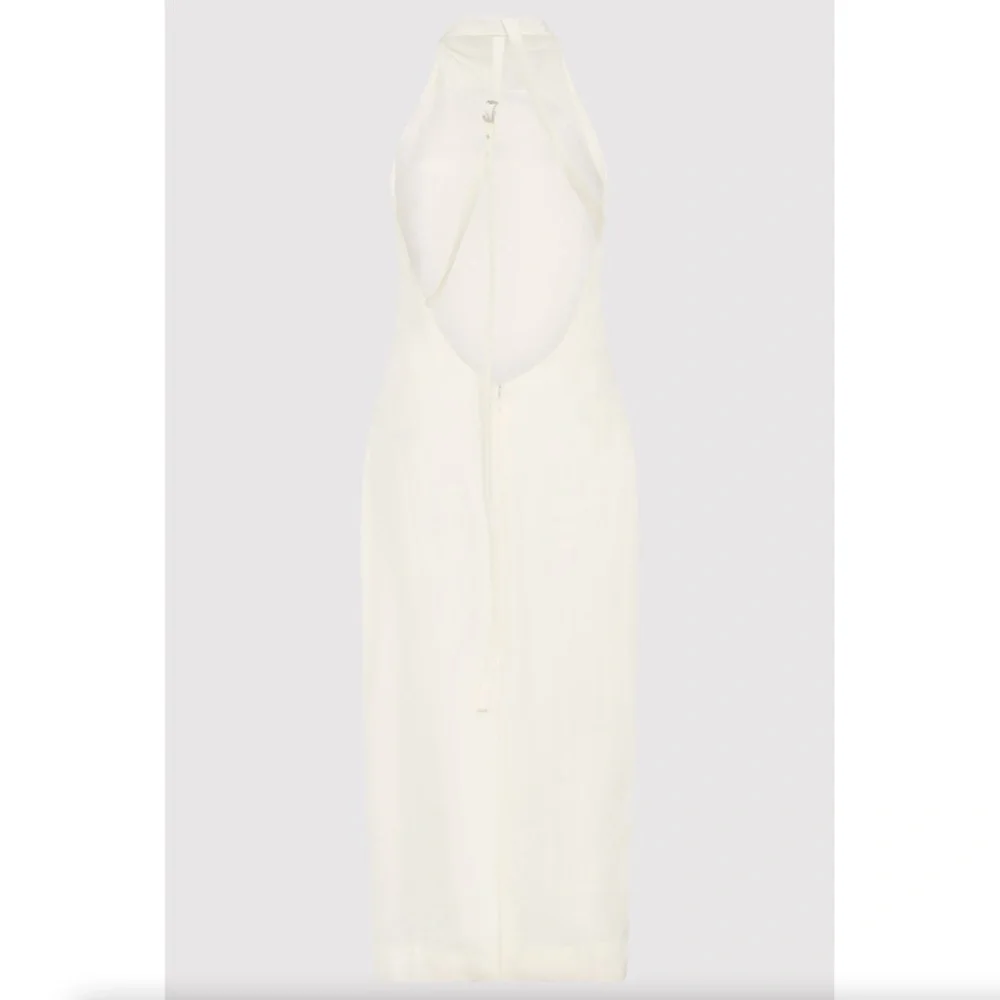 574. ST. AGNI Asymmetrical Belt Back Off White Midi Dress $449 Like New XS - Picture 5 of 5